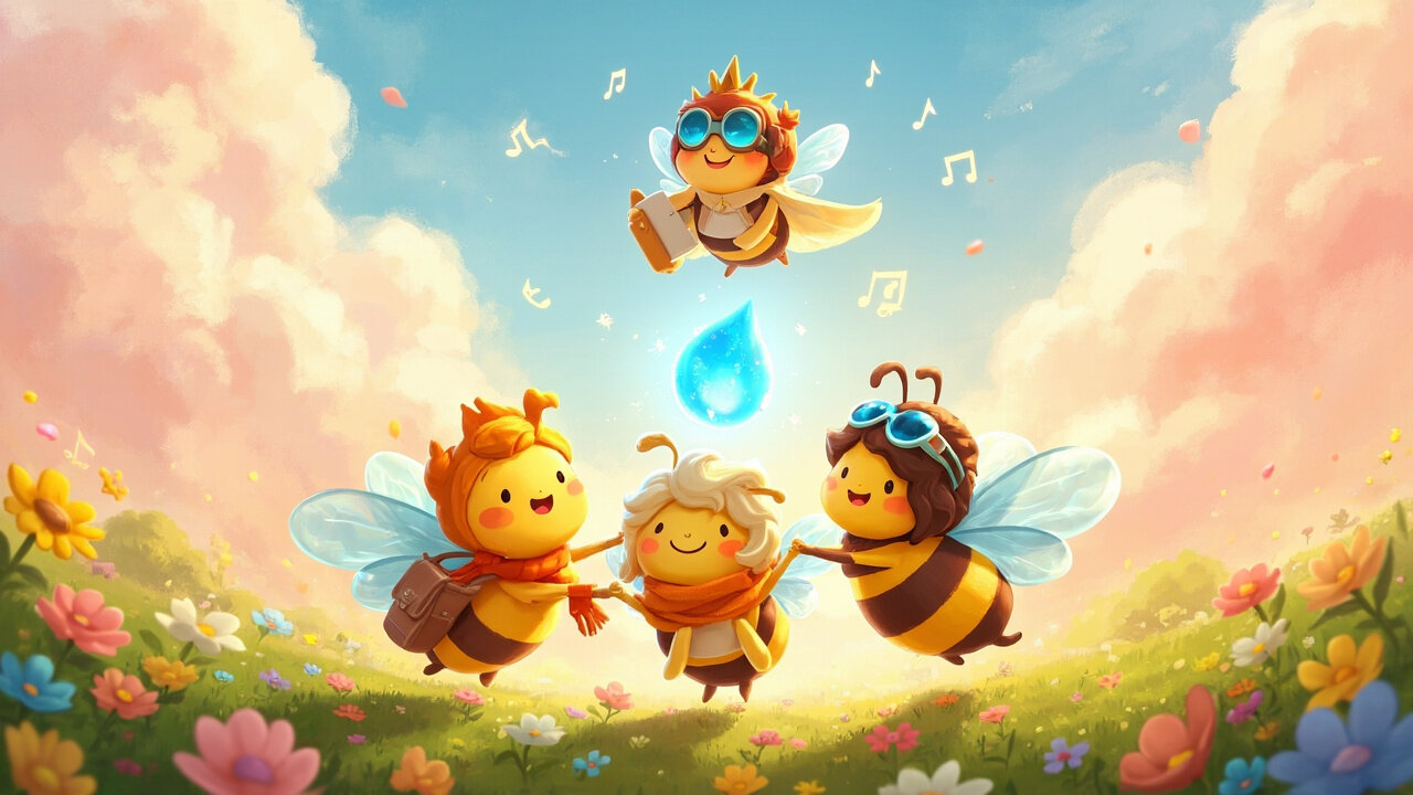 Bees Borrow the Rain 🌦️🐝 | PopSoar Kids Song About Teamwork & Clever Bees!