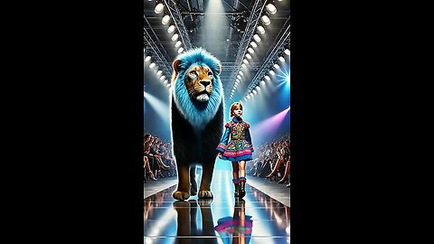 Lion and Little Girl Steal the Runway fashion show #lion #agt #baby #shorts#magic (1080p)