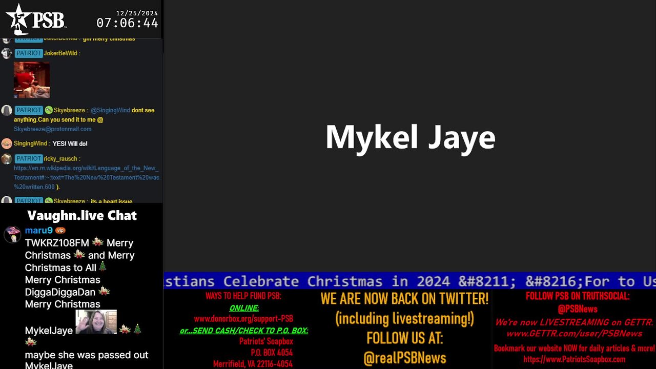 2024-12-25 07:00 EST - Patriots Soapbox AM: with MykelJaye