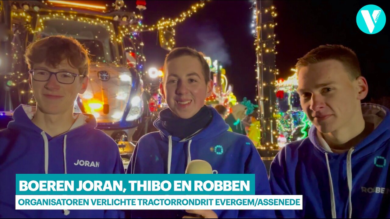 Verlichte tractorrondrit Evergem/Assenede op 4.01.2025 met boer Joran, Thibo en Robben.