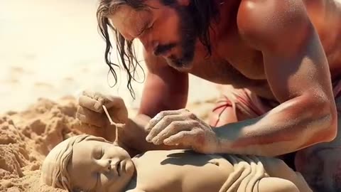 Jesus created a child facing the difficulties of nature