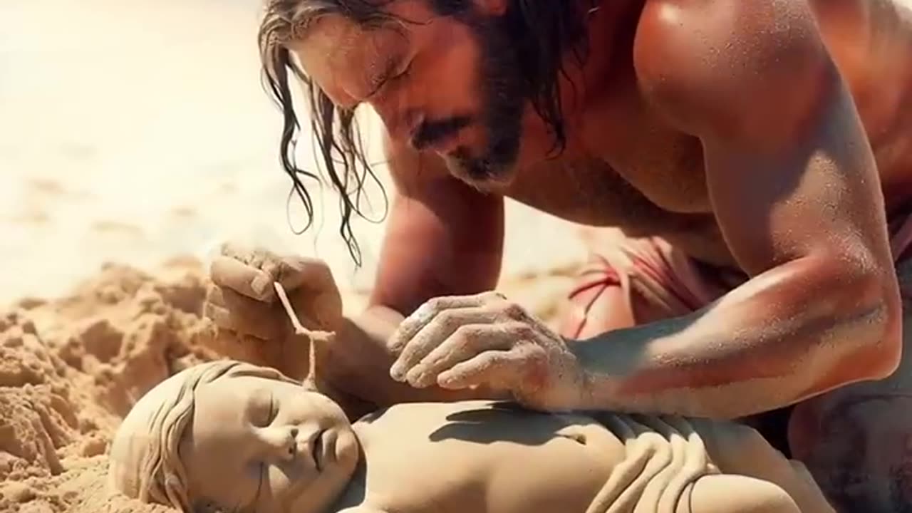 Jesus created a child facing the difficulties of nature