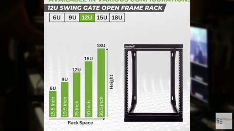 NavePoint 12U Open Frame Server Rack for 19" IT Network Equipment & A/V Devices,