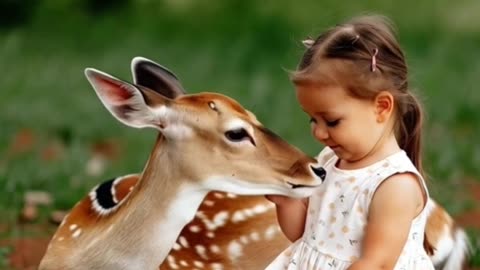 Kids' First Deer Encounter" "Pure Innocence: When Children Befriend a Wild Deer"