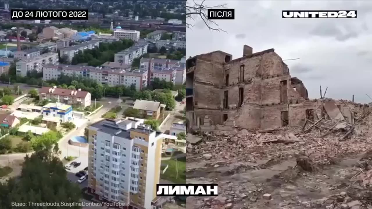 🤬💔 This is what cities look like before and after "liberation" by orcs…