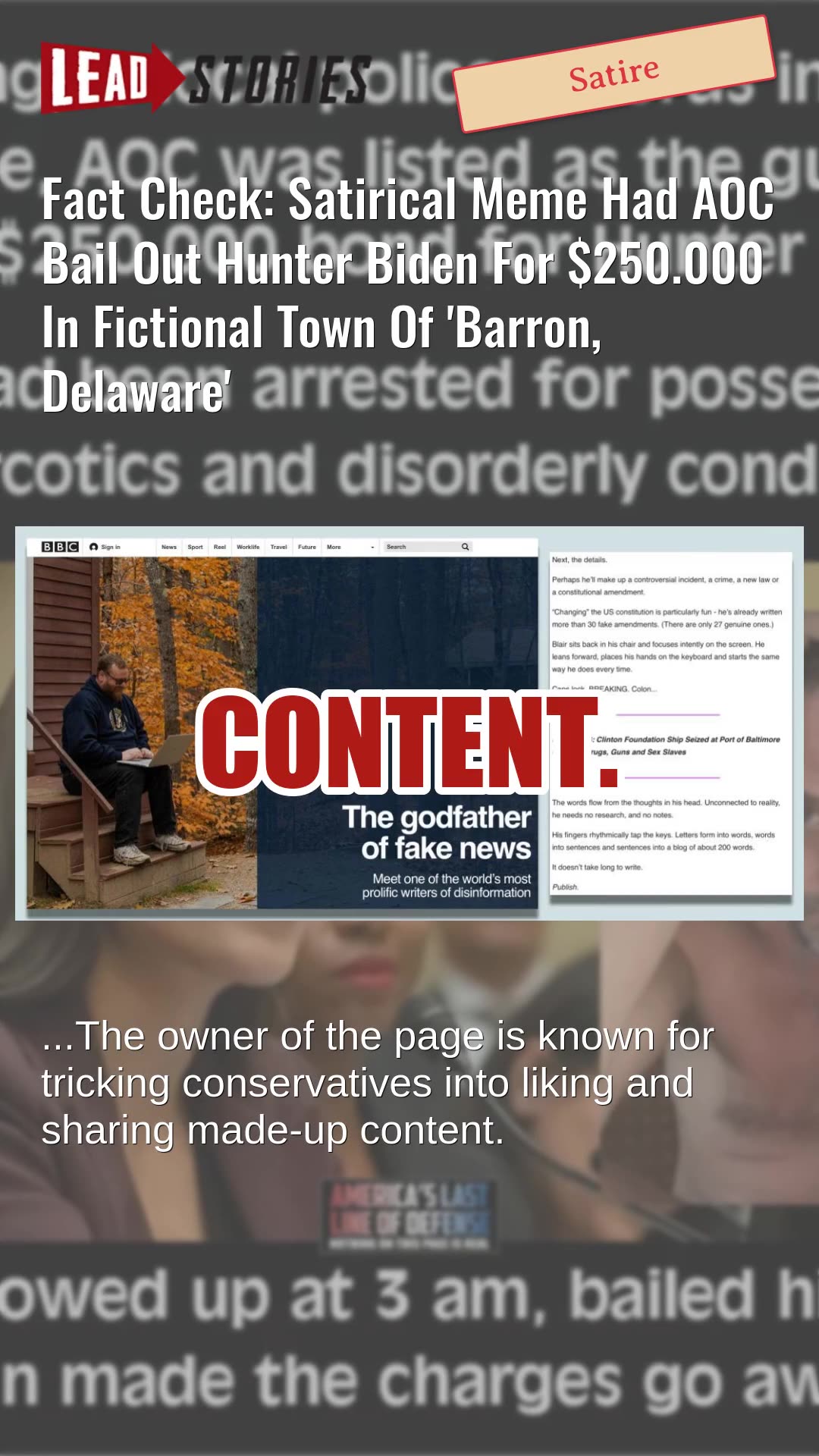 Fact Check: Satirical Meme Had AOC Bail Out Hunter Biden For $250.000 In Fictional Barron, Delaware