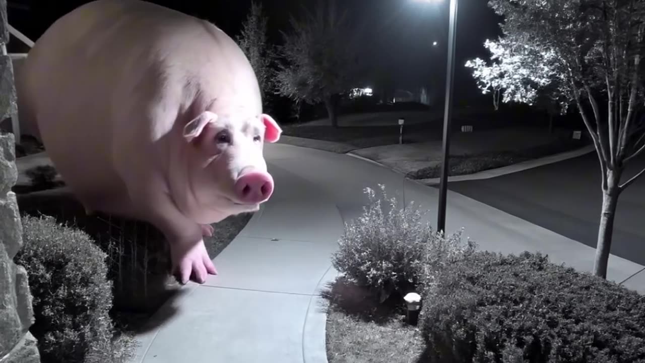 Huge pig caught on CCTV