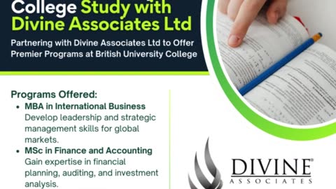 Achieve Global Excellence at British University College with Divine Associates Ltd