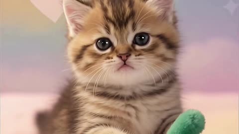 Fluffy Kitten Cuddles Plush Pumpkin 🎃✨ | Pastel Hearts & Candy Sky