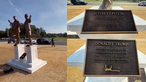 STATUE OF EPSTEIN AND TRUMP HOLDING HANDS APPEARS NEAR THE WHITE HOUSE
