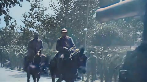 Italian Army supply trucks and marching columns on the front 1917