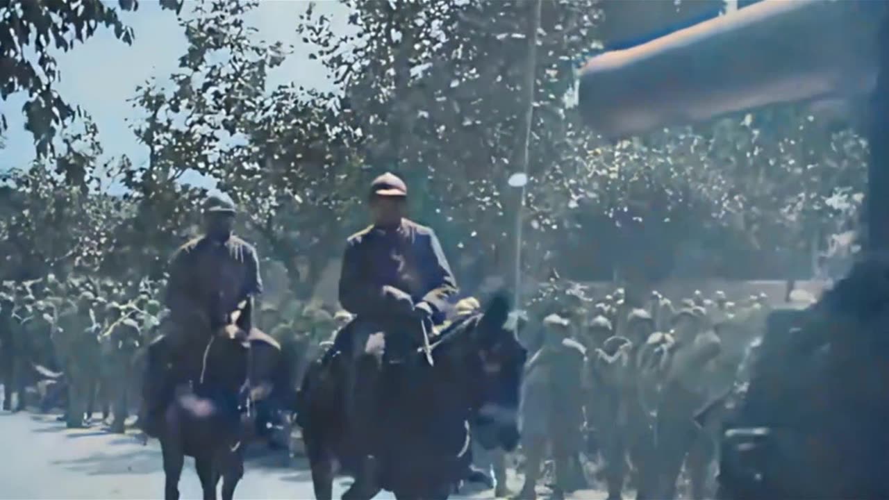 Italian Army supply trucks and marching columns on the front 1917