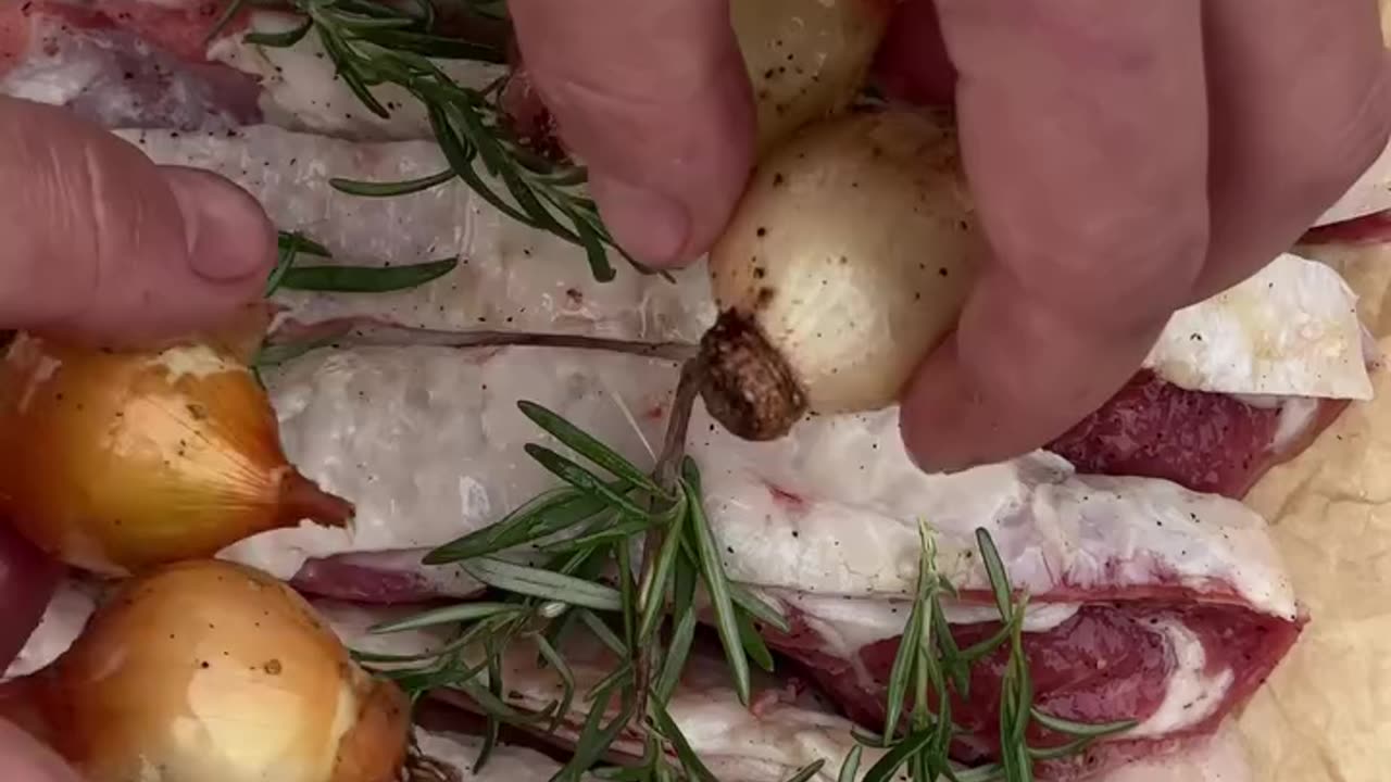 Eating lamb ribs