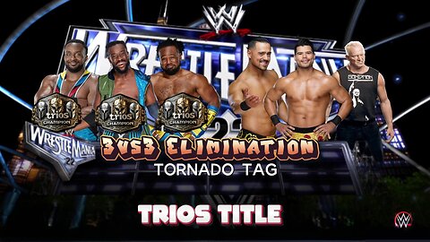 WWE 2k23 3vs3EliminationTornadoTag New Day(c) vs Angel, Humberto & Sandman TriosTitle