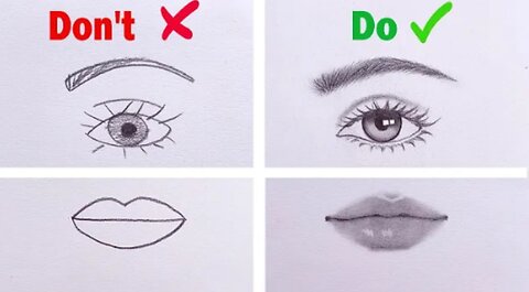 HOW TO DRAW lips and eye,nose,hair