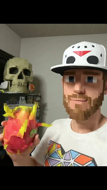 Livingsteino eating a dragonfruit in Minecraft