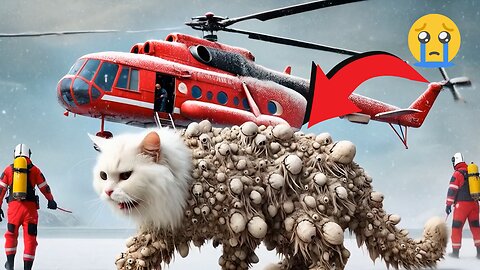 Heartwarming Rescue - White Cat Overcomes Barnacle Infestation in the Snow