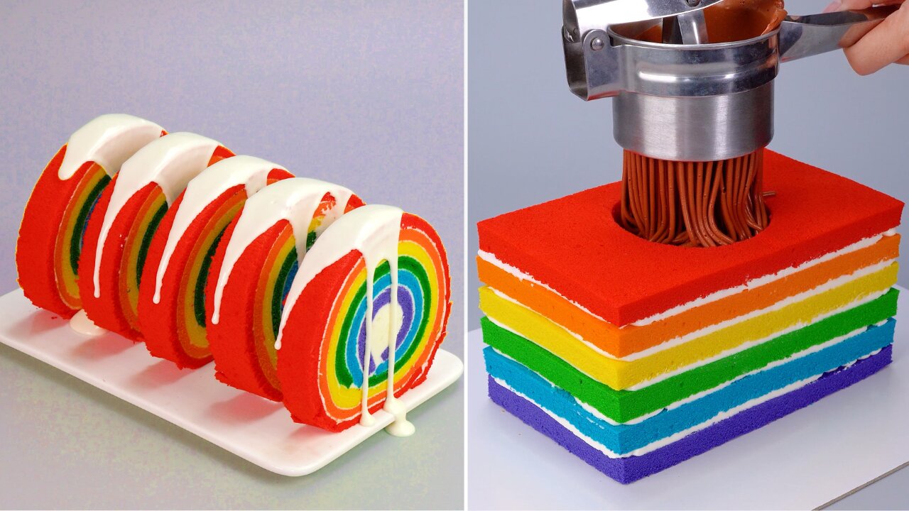 Fun Magical Rainbow Ice Cream Cooking Challenge 🍦✨ #shorts #cake #satisfying #rainbow