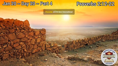 Bible in a Year! Jan 20 ~ Day 20 ~ Part 4 Proverbs 2:12-22 Faith. Scripture.Truth. Devotional!
