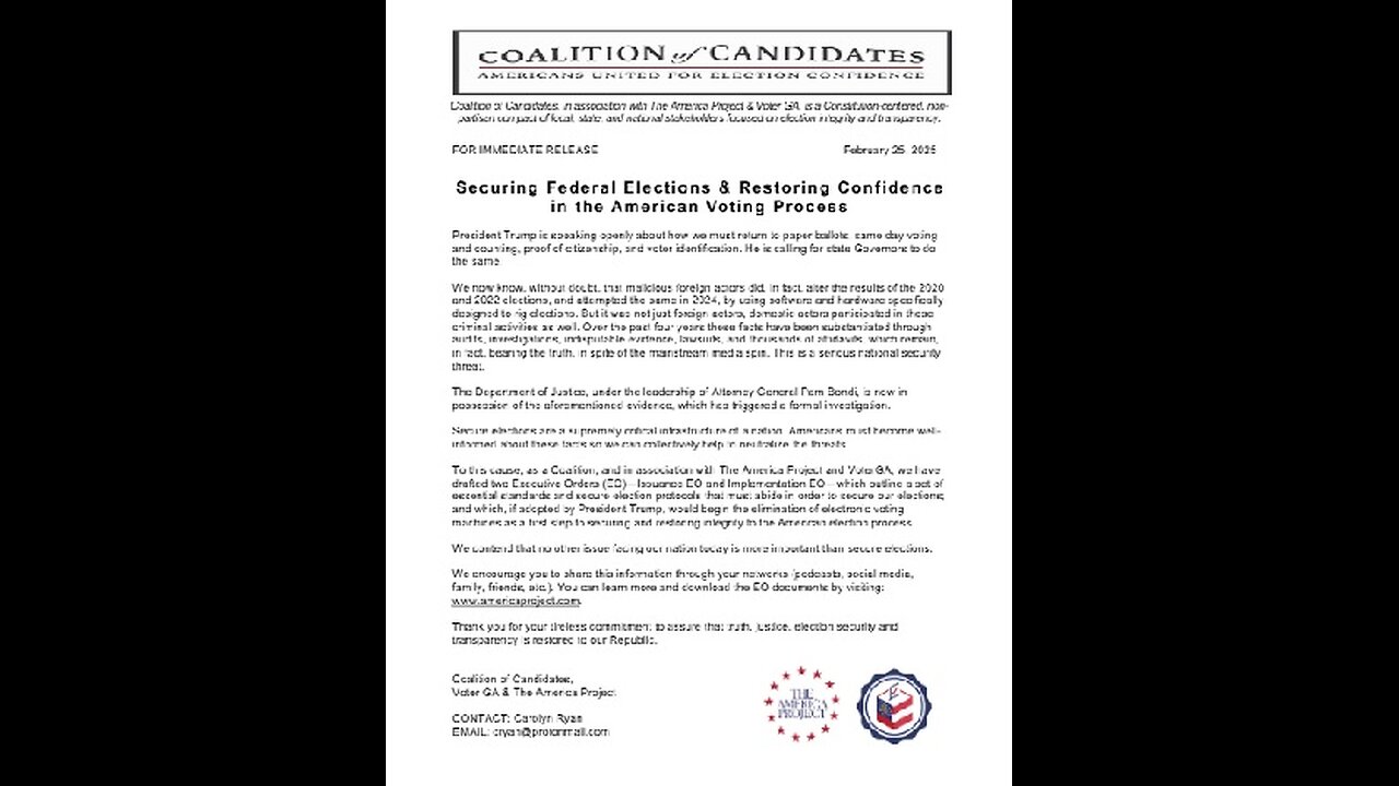 Press Release Coalition of Candidates Feb. 25, 2025