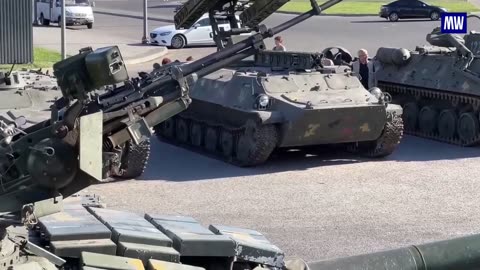 Equipment is exhibited by the Russian Army’s Southern Group of Forces.