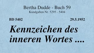 BD 5402 - KENNZEICHEN DES INNEREN WORTES ....