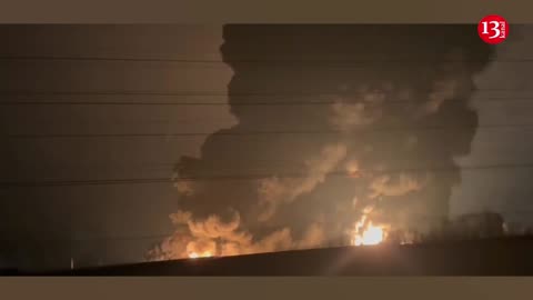 Look how it explodes - close-up footage of the burning oil base hit in Russia