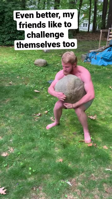 At the end they all lift the boulder