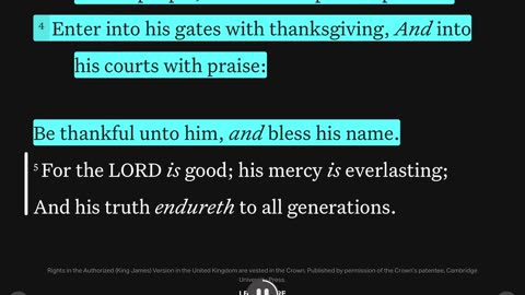 KJV Complete book of Psalms 150 chapters auto read with words