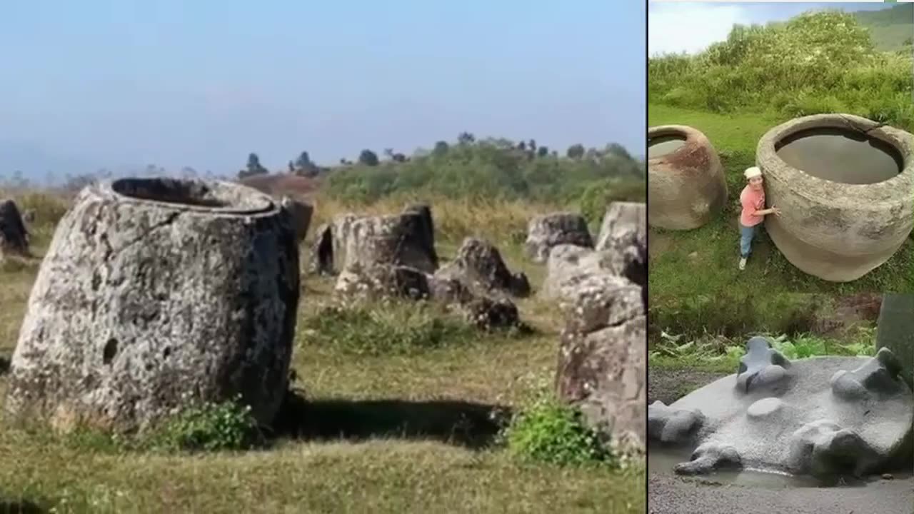 Ancient site of 'Plain of Jars' In the Xiangkhoang Plateau of Laos features 1000's of 10' tall stone cups