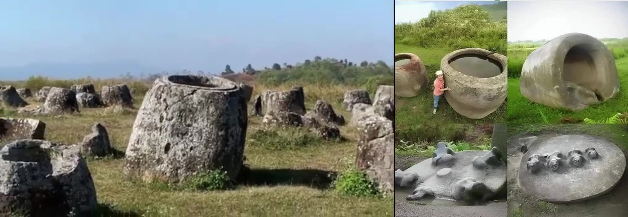 Ancient site of Plain of Jars In the Xiangkhoang Plateau of Laos features 1000s of 10 tall stone cups