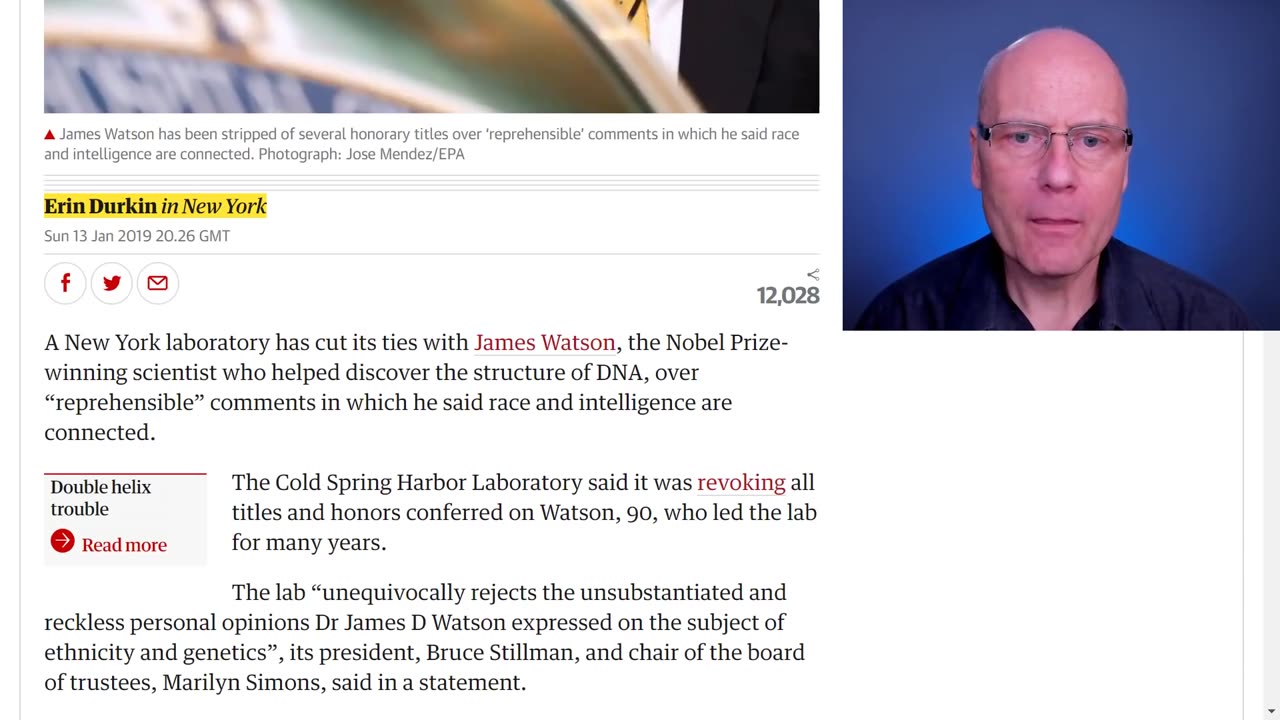 Stefan Molyneux on Dr. James Watson Being Stripped of Honors Over Work Linking Race & Intelligence