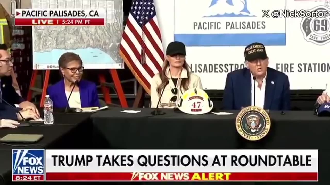 President Donald Trump blasts and calls out Democrat Mayor Karen Bass of lying live