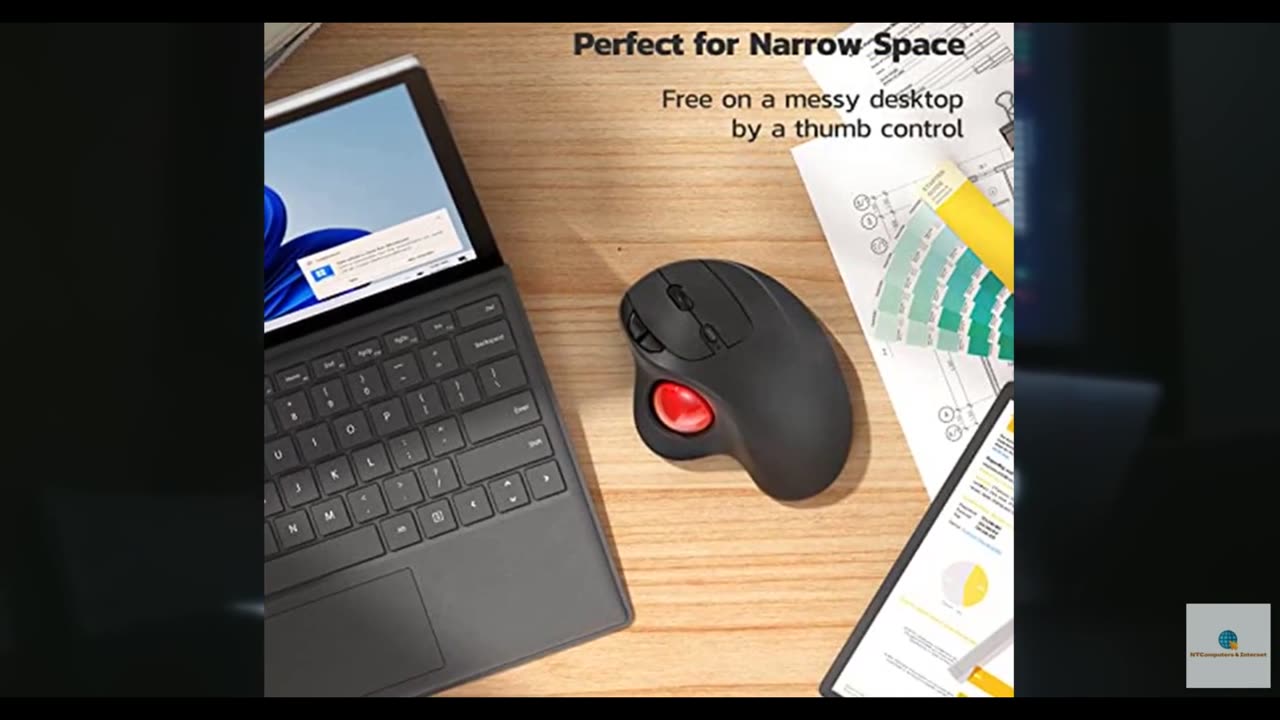 Nulea M501 Wireless Trackball Mouse, Rechargeable Ergonomic, Easy Thumb Control,