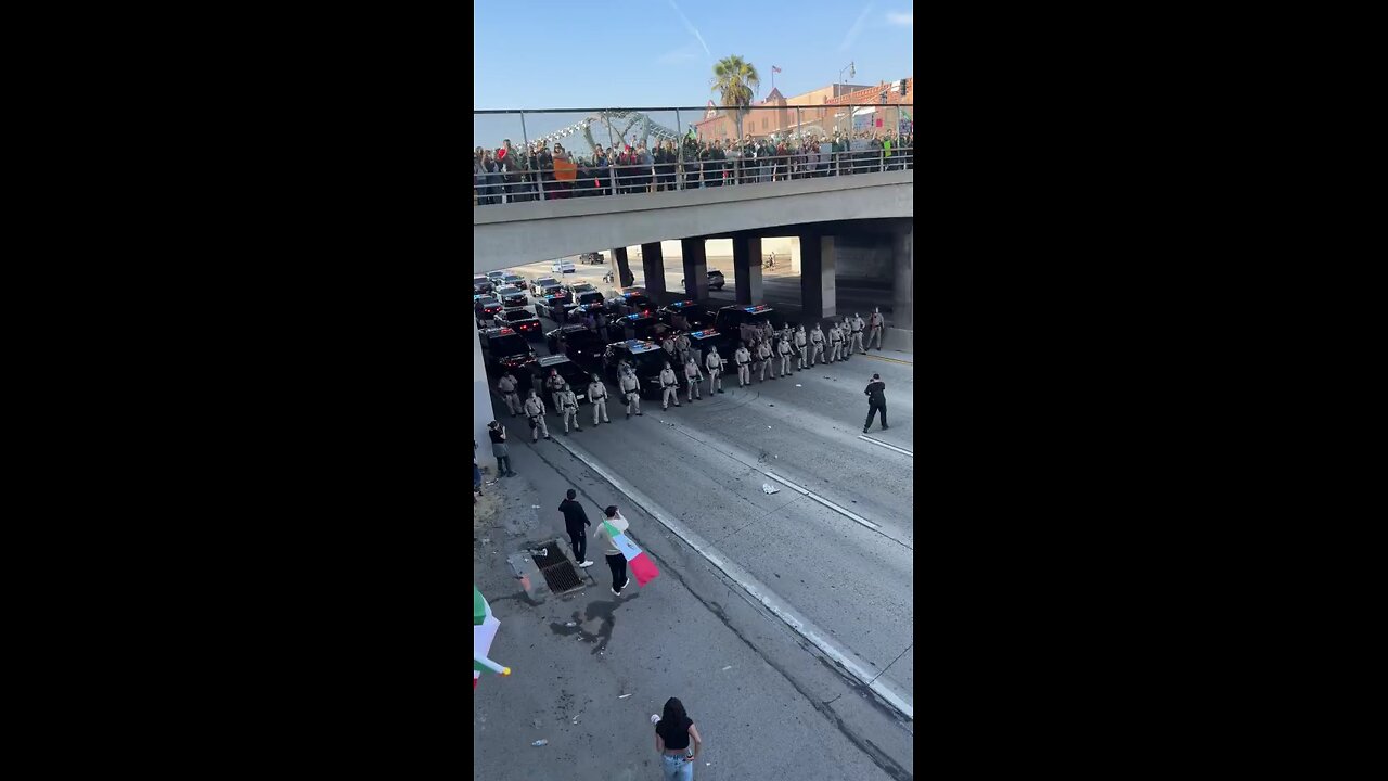 The LAPD is presently locked in a standoff with protesters waving the Mexican flag