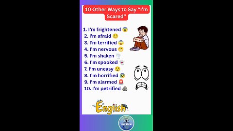 10 Different ways to say I'm Scared English spoken sentence #english #spoken #shorts