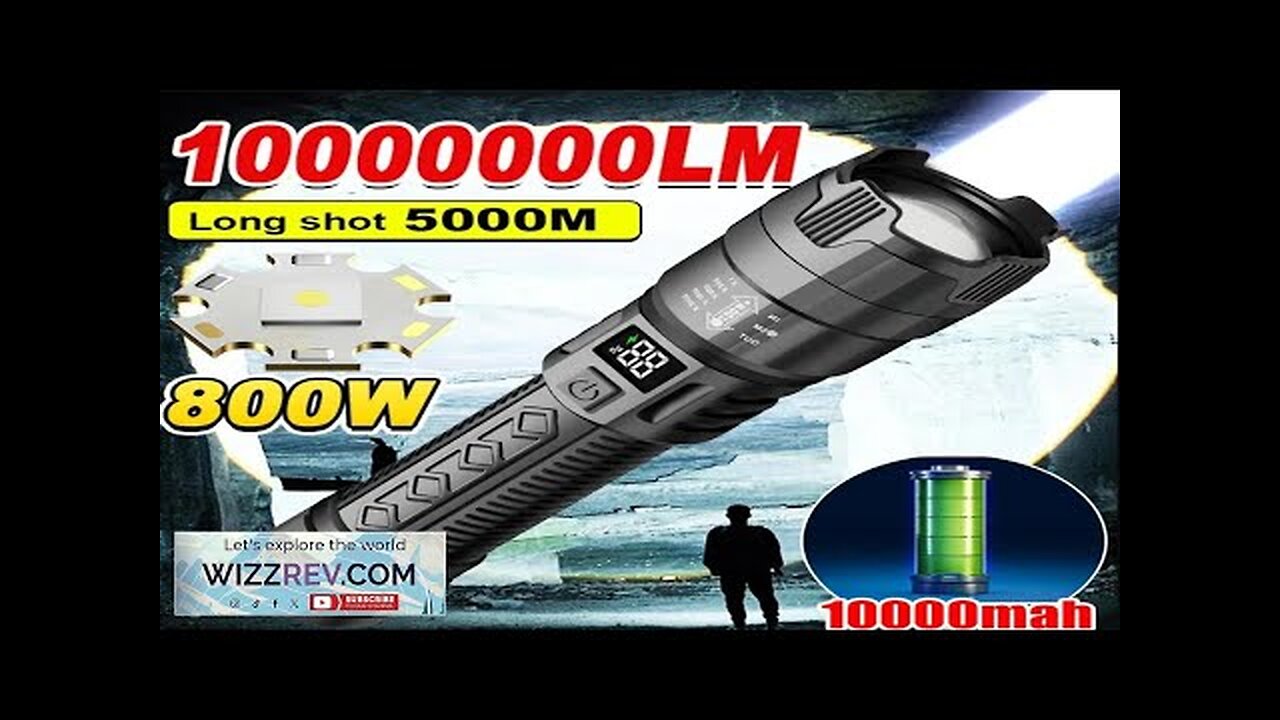 High Strong Power Led Flashlights 2000LM Tactical Torch with Display Light USB Review