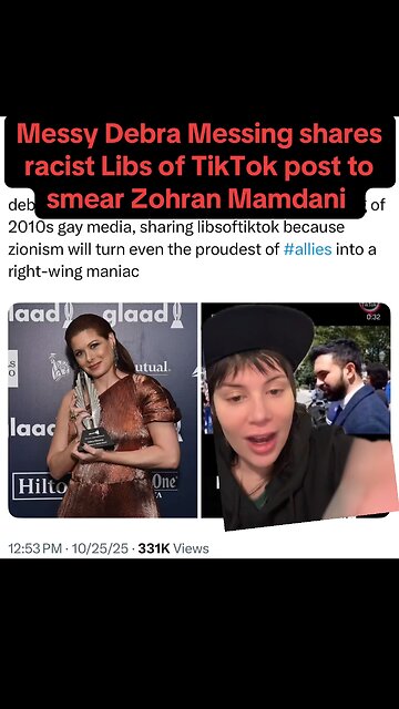 Debra Messing Shares Libs of TikTok Post to Smear Zohran Mamdani