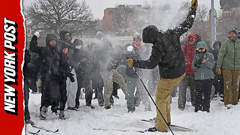 Brooklyn park erupts in a massive snowball fight