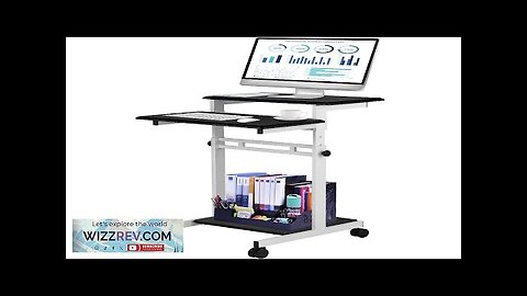 VEVOR Mobile Standing Desk Rolling Laptop Desk w/ Three Shelves 34-47in Adjustable Review