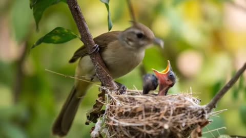 Mother bird's love for her children