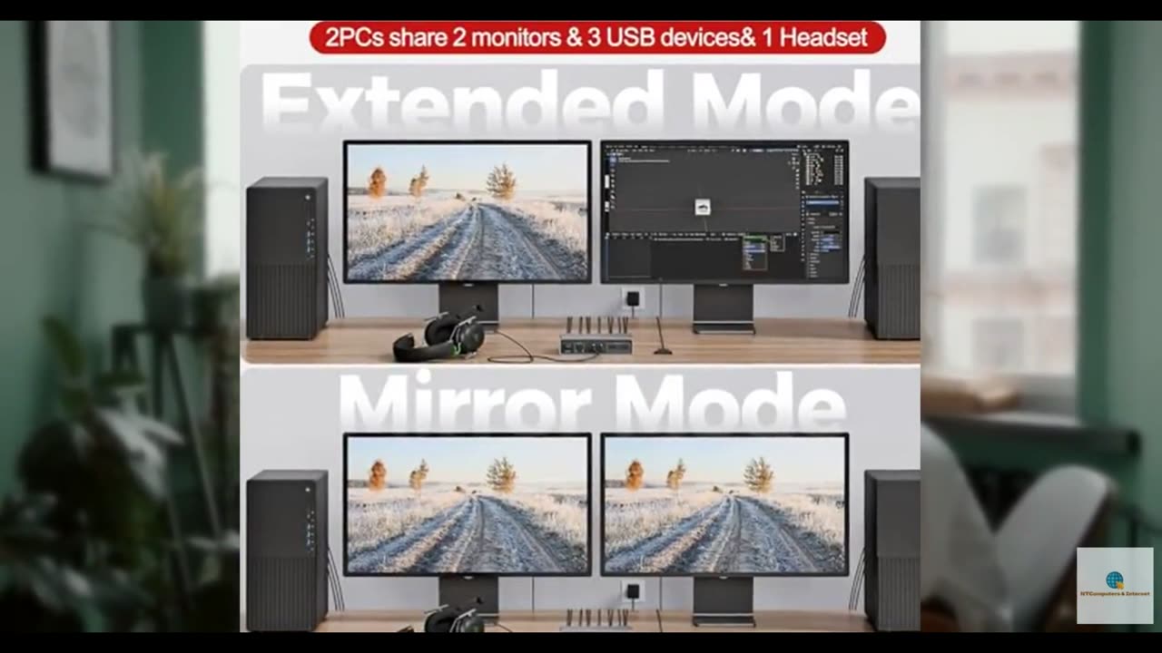 Unitek HDMI KVM Switch 2 Monitors 2 Computers 4K@60Hz USB 3.0 KVM Switches Share