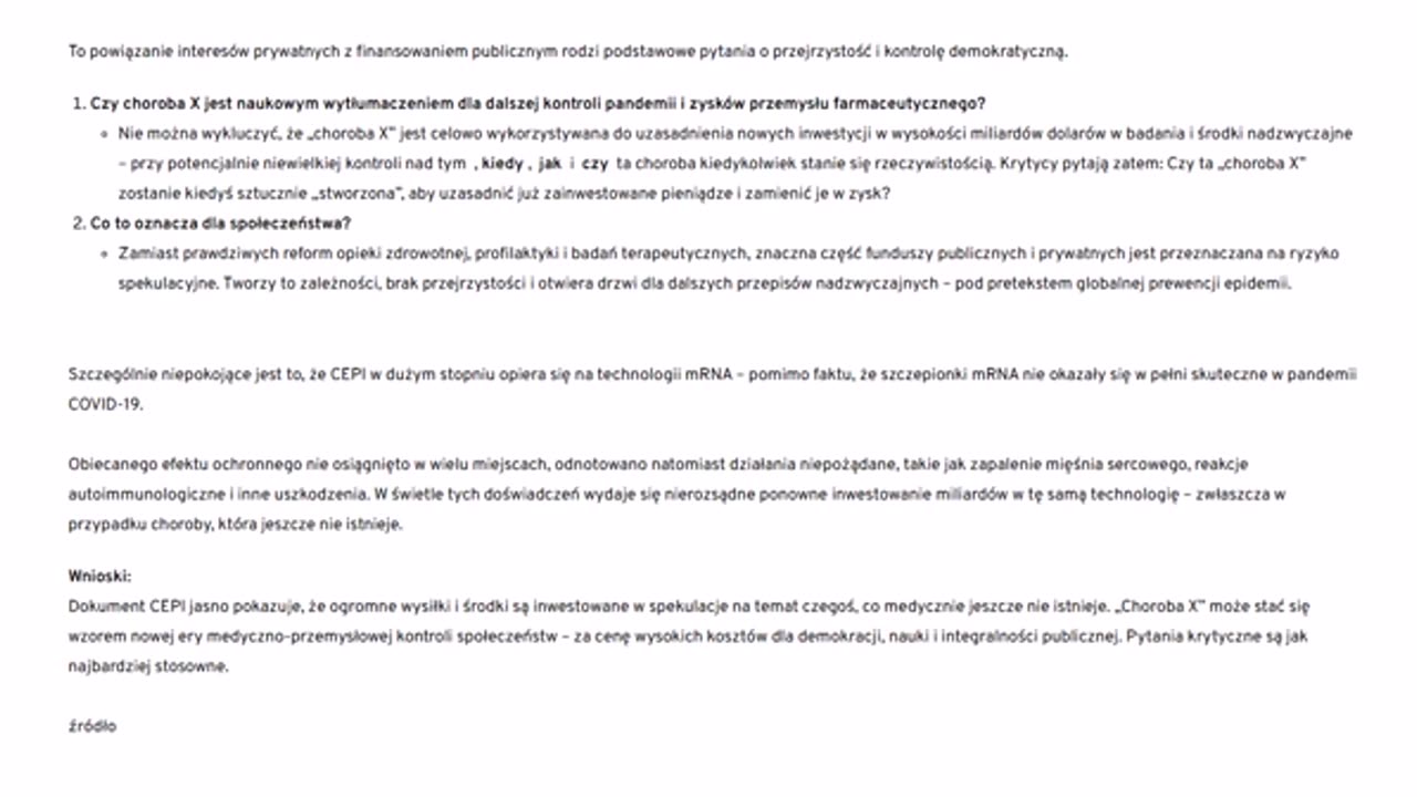 Najnowszy dokument ujawnia, że trwają prace nad chorobą X