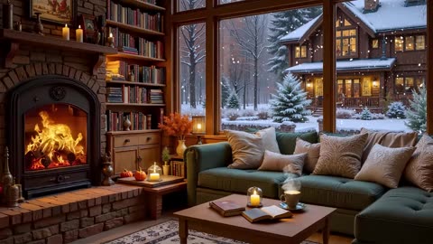 January Winter Jazz with Fireplace Sounds for Focus & Study