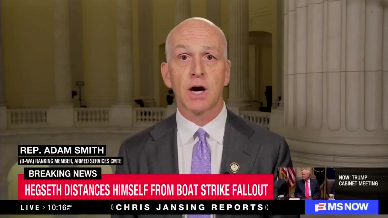 EP. ADAM SMITH (D-WA): "People on a boat, carrying cocaine, are not a direct threat