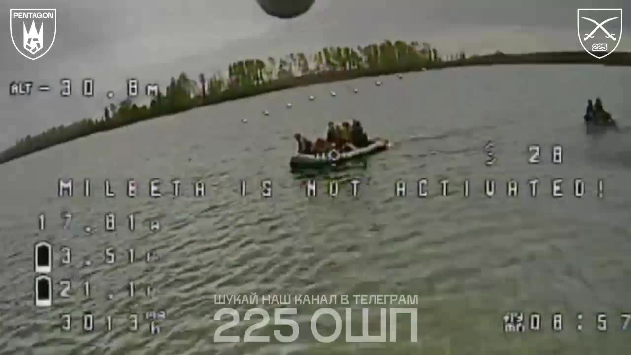 Russian Soldiers Trying to Cross Dnipro River in Overloaded Dingeys