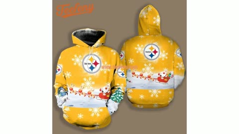 Pittsburgh Steelers Santa Coming 3D Hoodie Yellow White Holiday