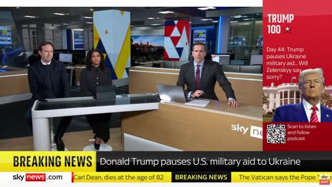 Sky News Breakfast | Donald Trump pauses US military aid to Ukraine