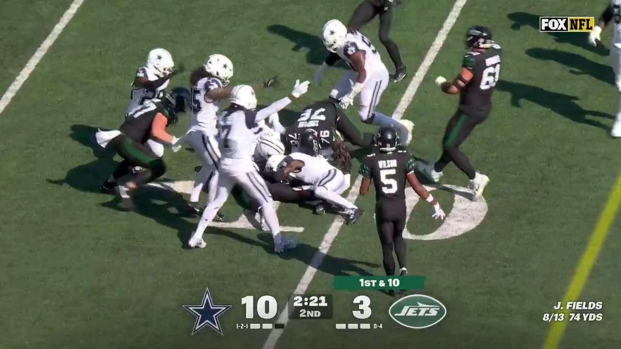 Breece Hall fumbles and gets injured
