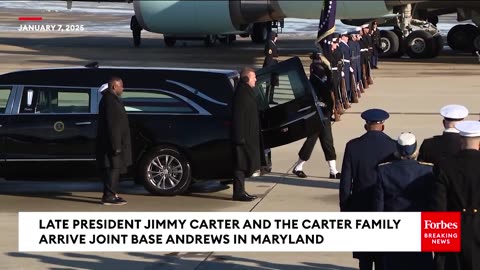 Late President Jimmy Carter Arrives At JBA Ahead Of The Funeral Service At The U.S. Capitol Rotunda